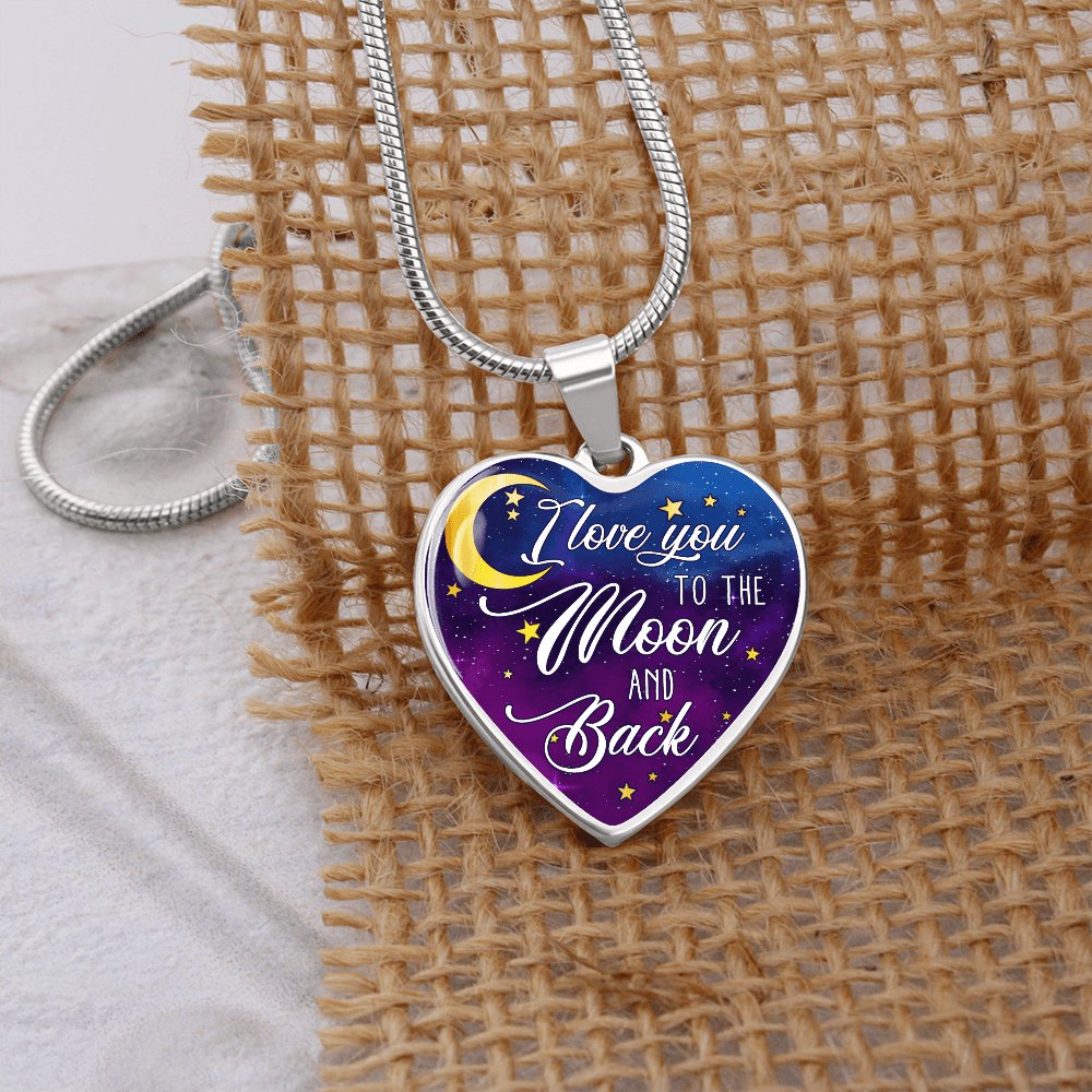 I Love You To The Moon And Back - Luxury Graphic Heart Necklace - Celeste Jewel