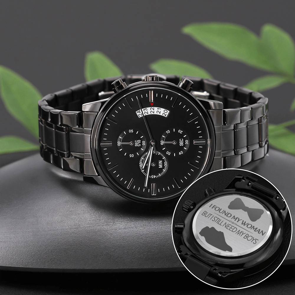 I Still Need My Boys - Black Chronograph Watch - Celeste Jewel