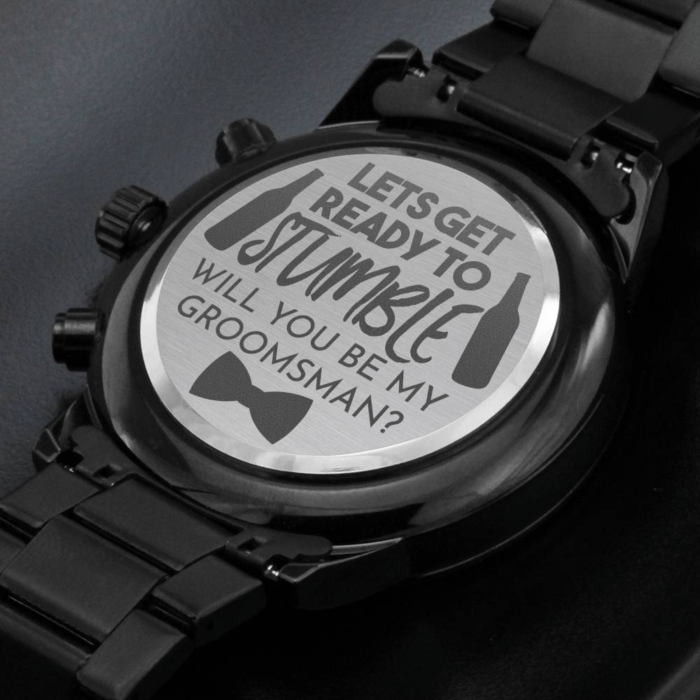 Lets Get Ready To Stumble - Black Chronograph Watch - Celeste Jewel