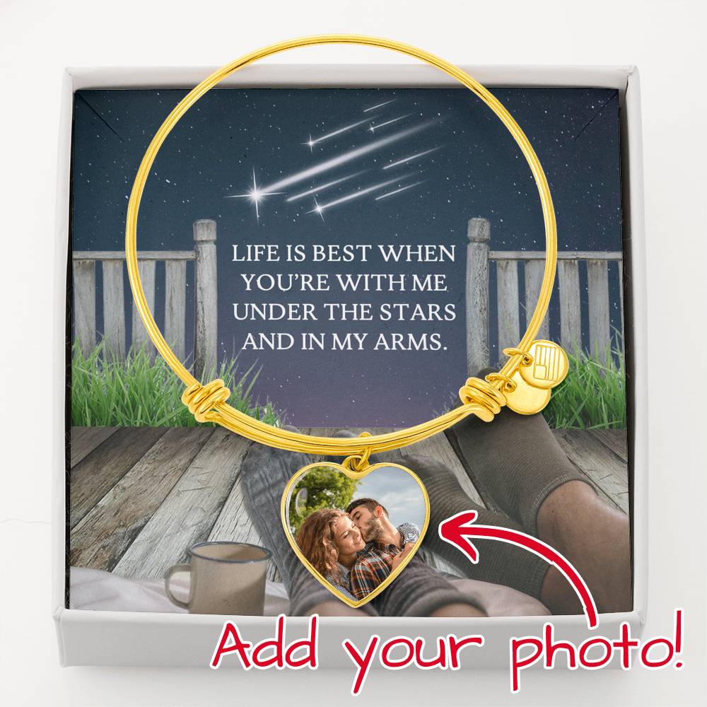 Life Is Best When You're With Me - Buyer Upload Heart Bangle - Celeste Jewel
