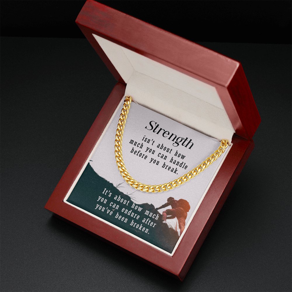 Meaningful Gift - Strength Isn't About - Cuban Link Chain Necklace - Celeste Jewel