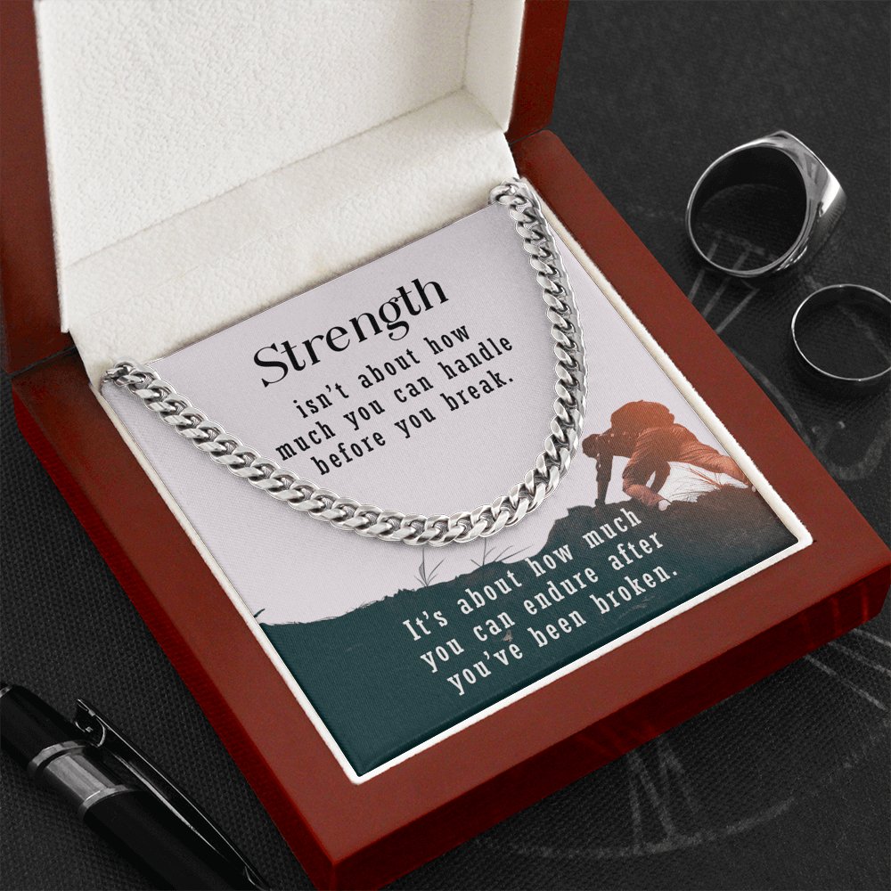 Meaningful Gift - Strength Isn't About - Cuban Link Chain Necklace - Celeste Jewel