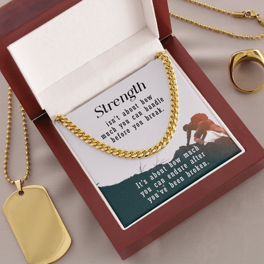 Meaningful Gift - Strength Isn't About - Cuban Link Chain Necklace - Celeste Jewel