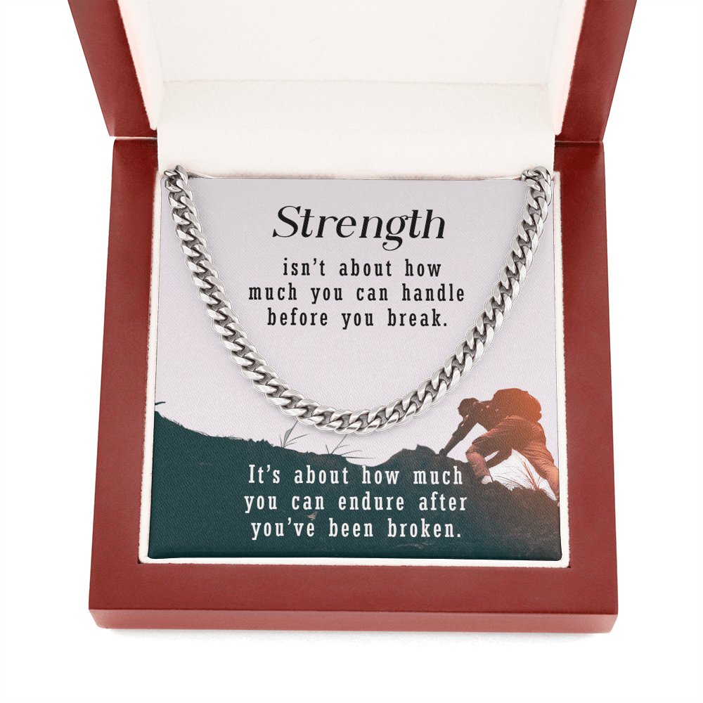 Meaningful Gift - Strength Isn't About - Cuban Link Chain Necklace - Celeste Jewel