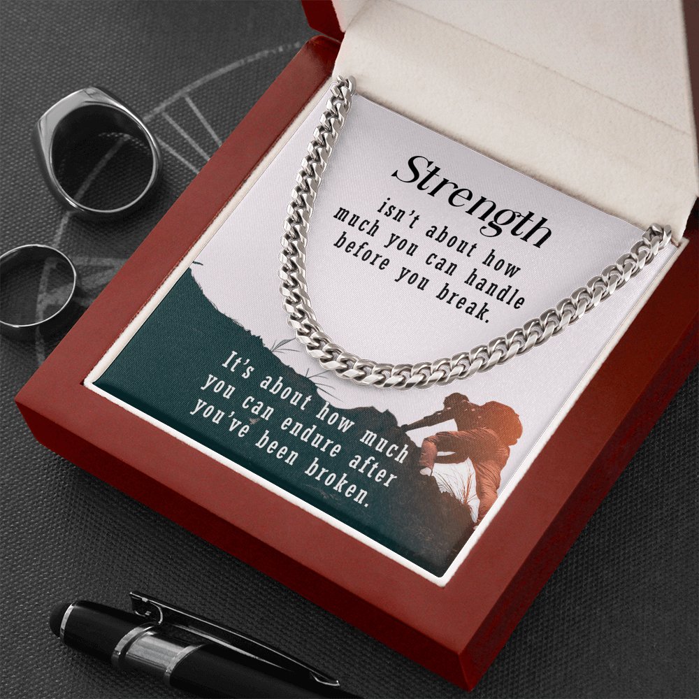 Meaningful Gift - Strength Isn't About - Cuban Link Chain Necklace - Celeste Jewel