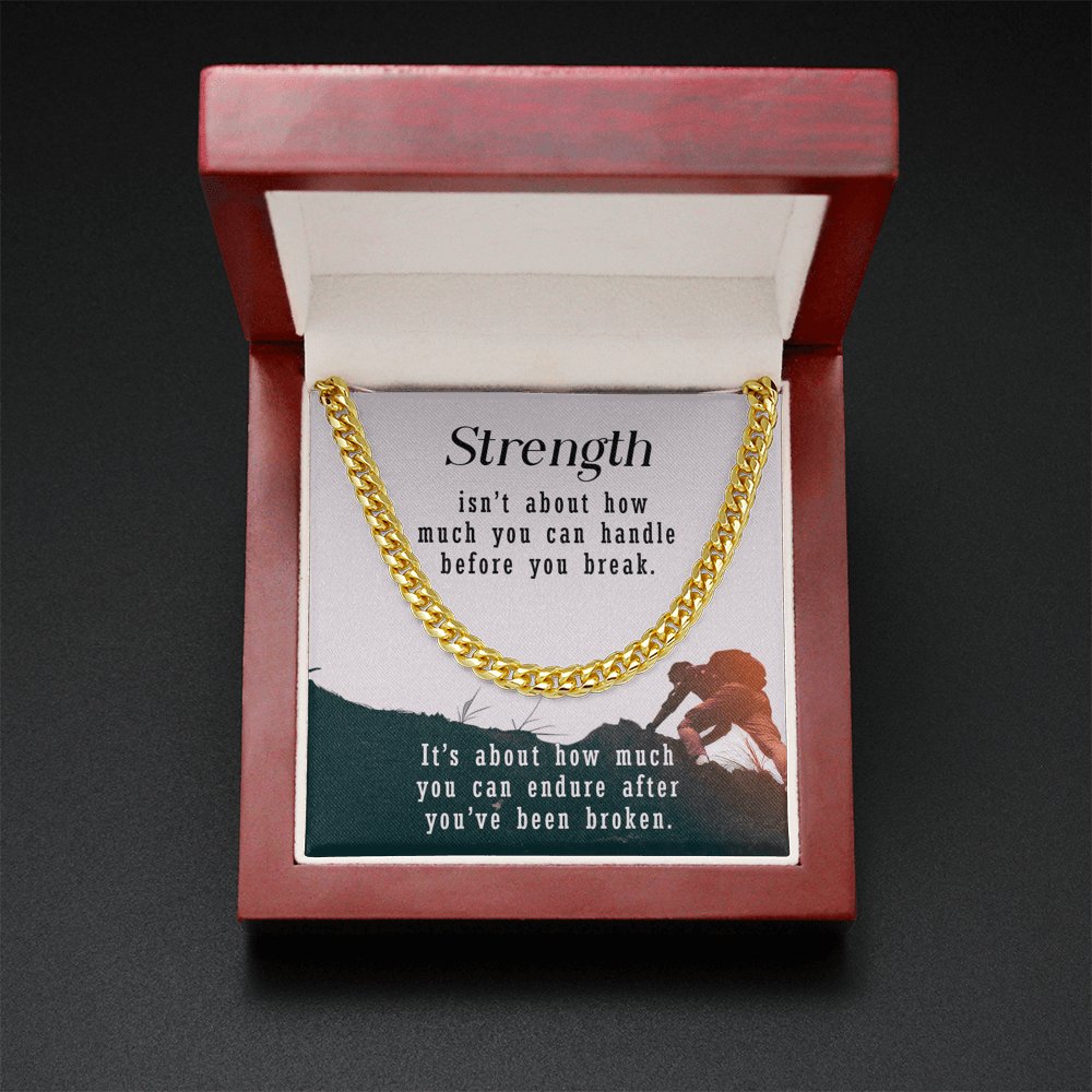 Meaningful Gift - Strength Isn't About - Cuban Link Chain Necklace - Celeste Jewel