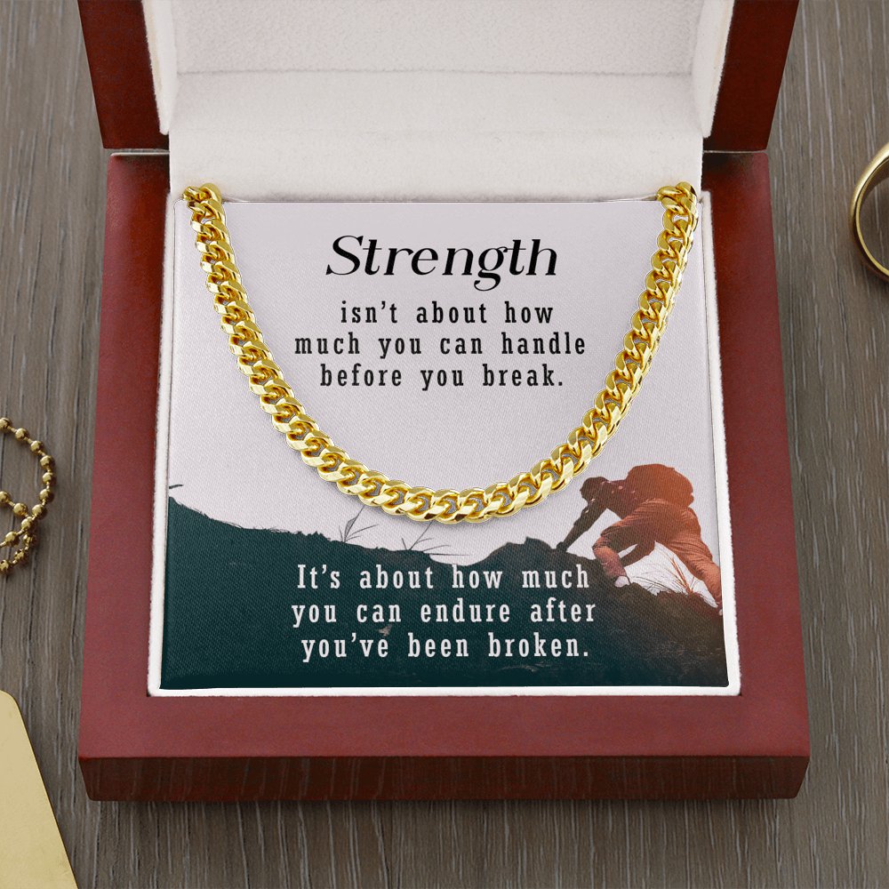 Meaningful Gift - Strength Isn't About - Cuban Link Chain Necklace - Celeste Jewel