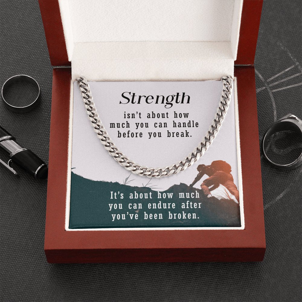 Meaningful Gift - Strength Isn't About - Cuban Link Chain Necklace - Celeste Jewel
