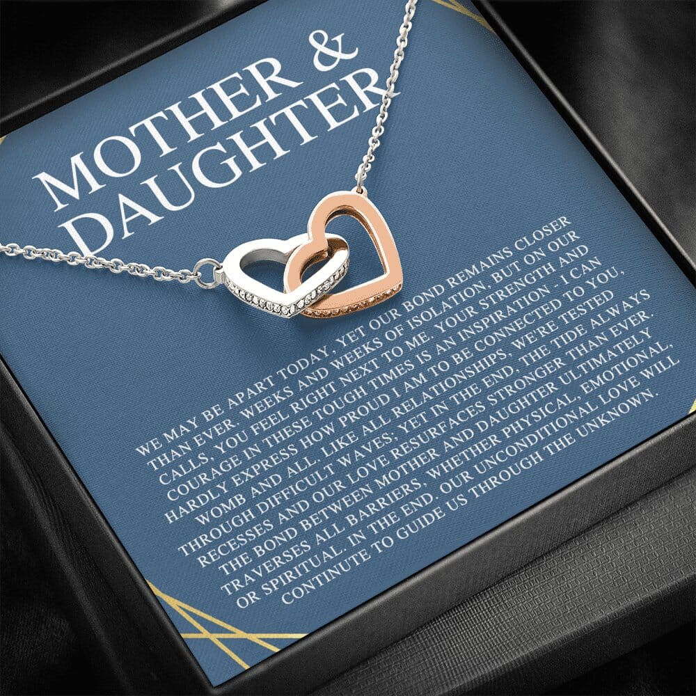 Mother and Daughter Golden Circle Heart Necklace Set - The Vintage Pearl