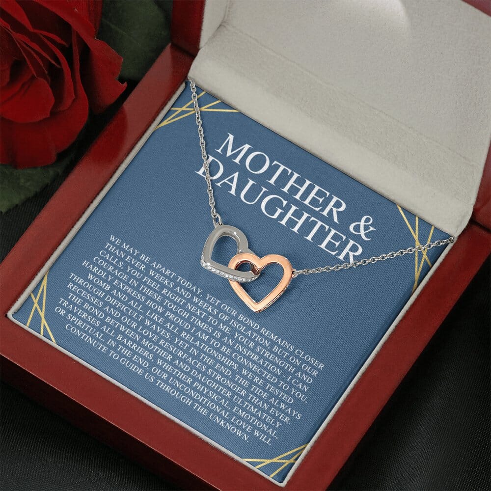 Mother & Daughter - We May Be Apart Today - Interlocking Hearts Necklace - Celeste Jewel
