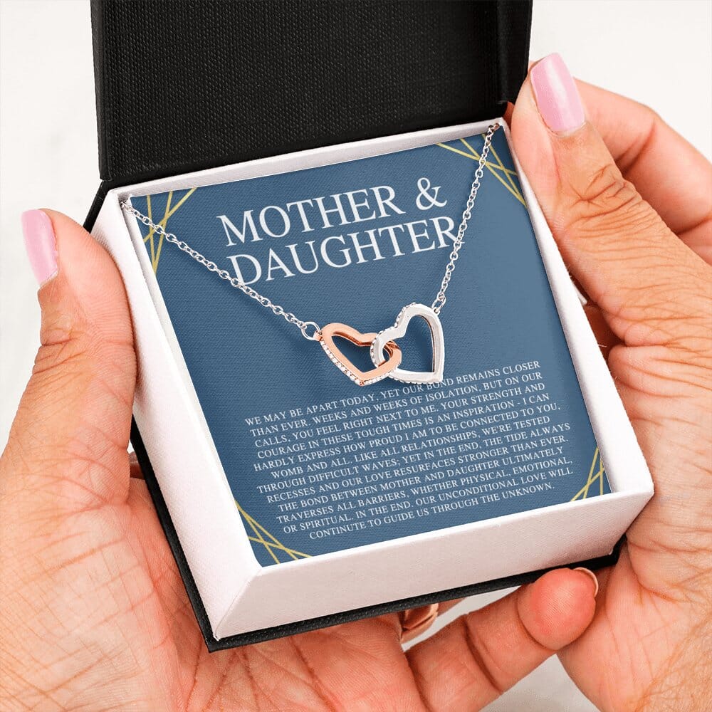 Mother & Daughter - We May Be Apart Today - Interlocking Hearts Necklace - Celeste Jewel