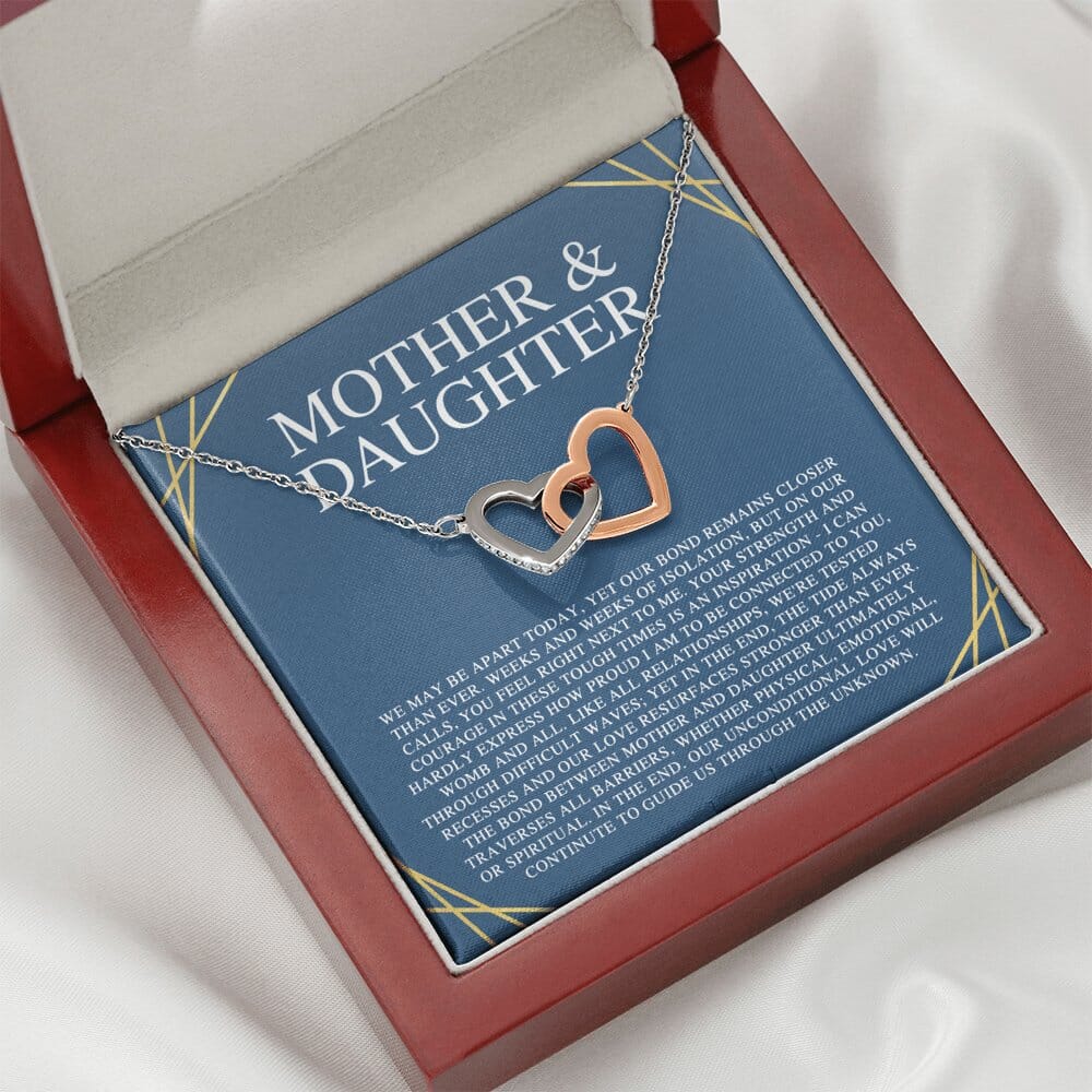 Mother & Daughter - We May Be Apart Today - Interlocking Hearts Necklace - Celeste Jewel