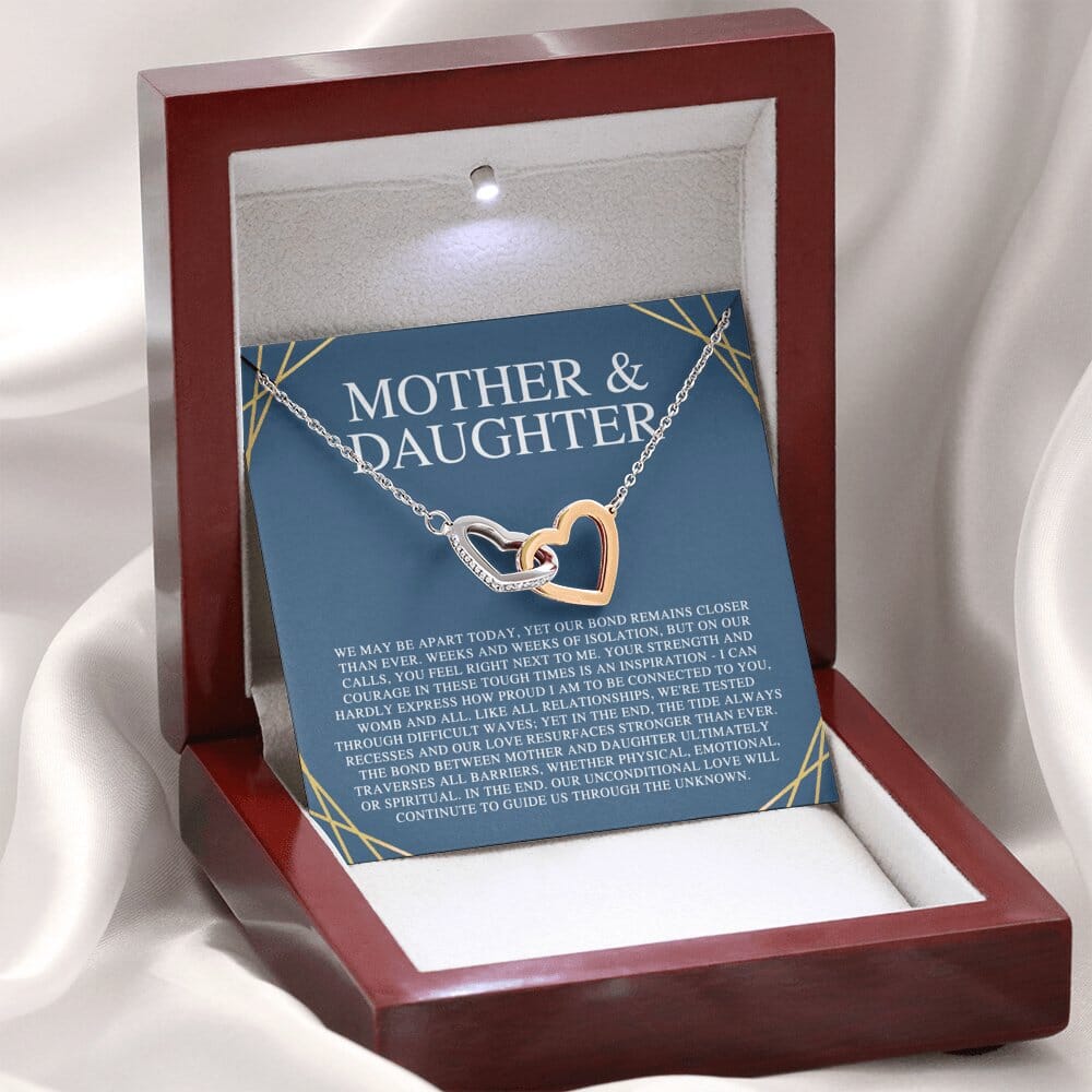 Mother & Daughter - We May Be Apart Today - Interlocking Hearts Necklace - Celeste Jewel