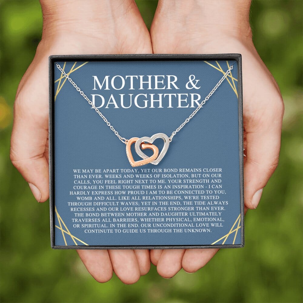 Mother & Daughter - We May Be Apart Today - Interlocking Hearts Necklace - Celeste Jewel