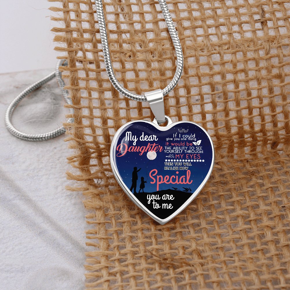 My Dear Daughter - Through My Eyes - Luxury Graphic Heart Necklace - Celeste Jewel