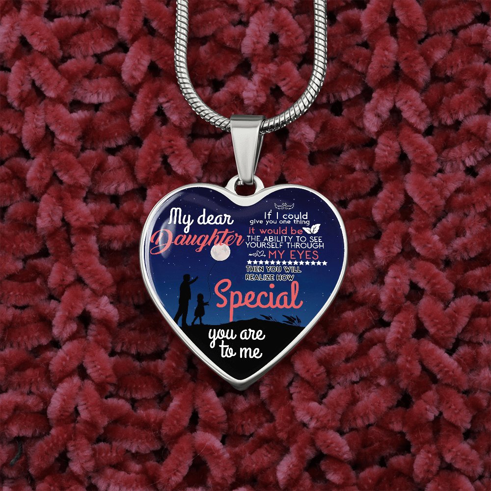 My Dear Daughter - Through My Eyes - Luxury Graphic Heart Necklace - Celeste Jewel
