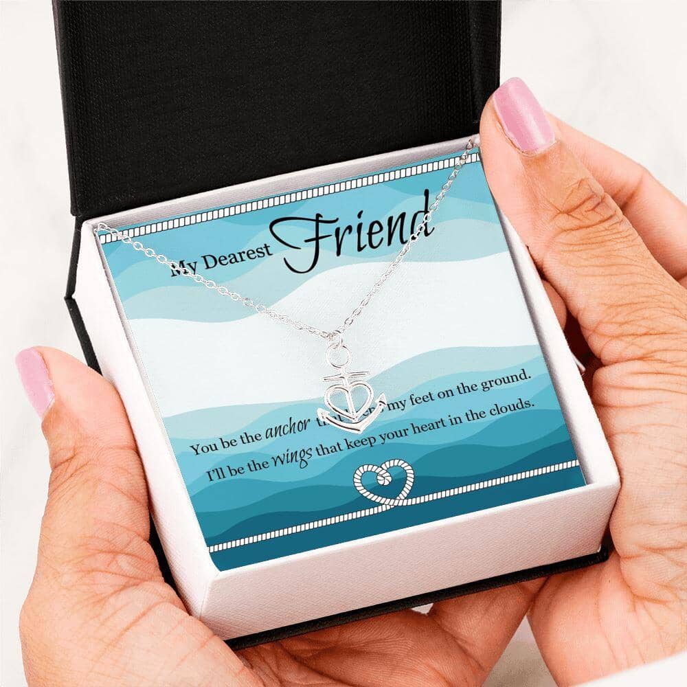 My Dearest Friend - I'll Be The Wings (Blue) - Anchor Necklace - Celeste Jewel