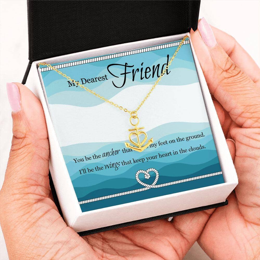 My Dearest Friend - I'll Be The Wings (Blue) - Anchor Necklace - Celeste Jewel