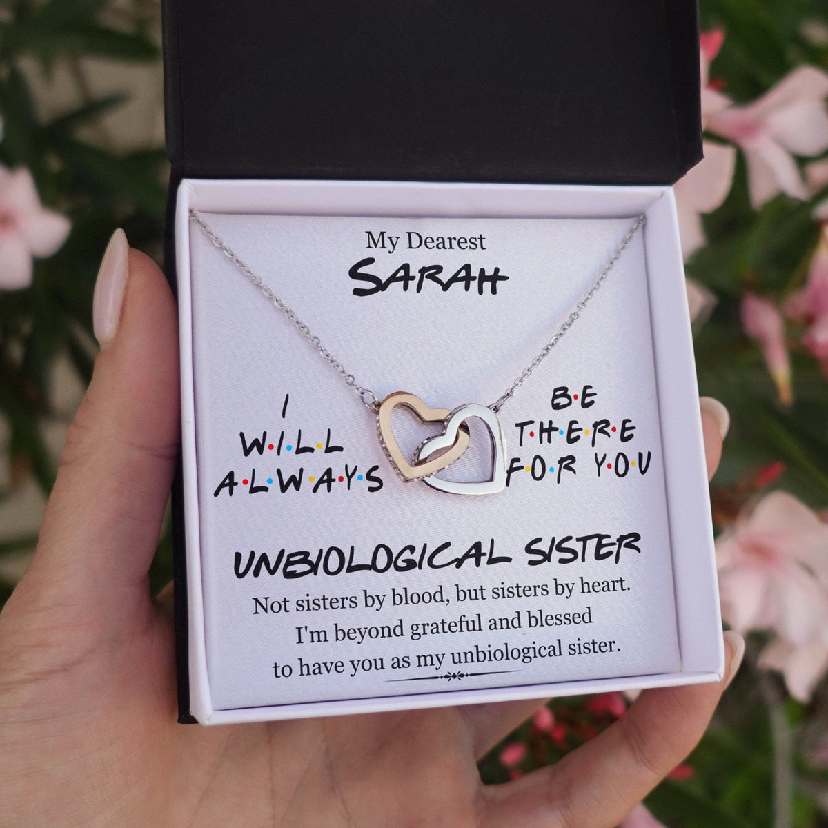 My Dearest Unbiological Sister - Interlocking Hearts Necklace - Celeste Jewel