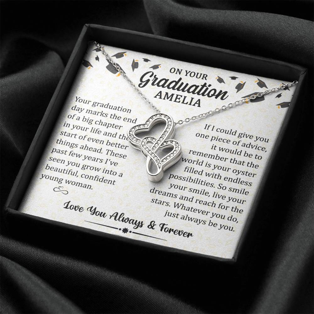 On Your Graduation - Always Be You - Duo Hearts Necklace - Celeste Jewel