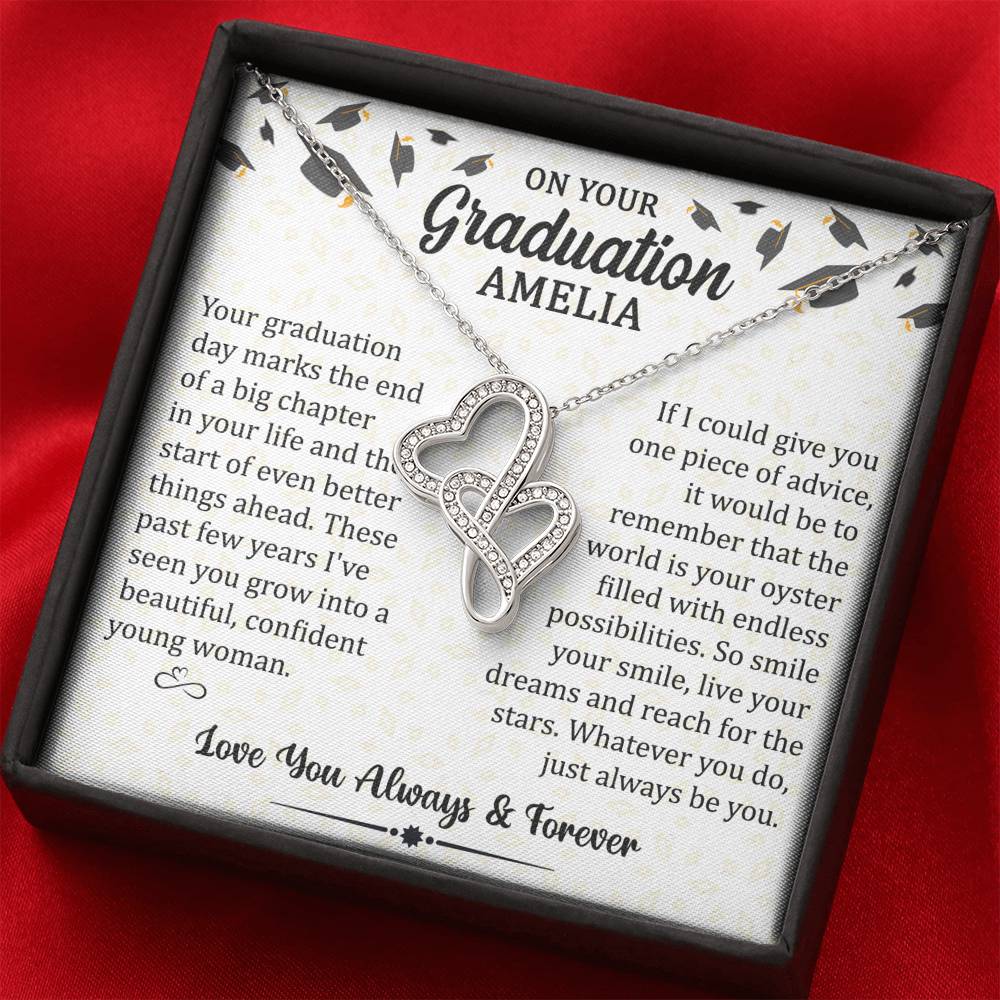On Your Graduation - Always Be You - Duo Hearts Necklace - Celeste Jewel