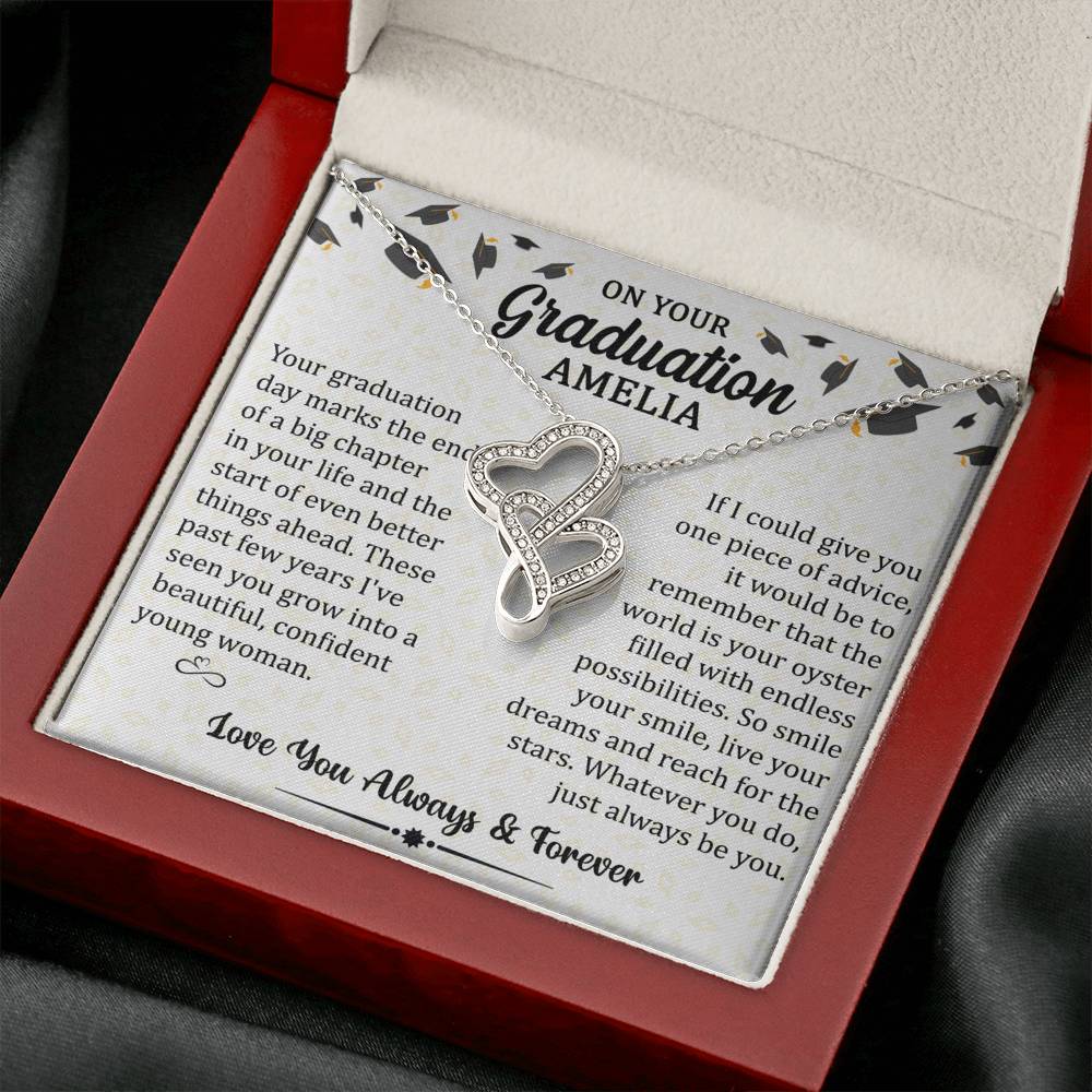 On Your Graduation - Always Be You - Duo Hearts Necklace - Celeste Jewel