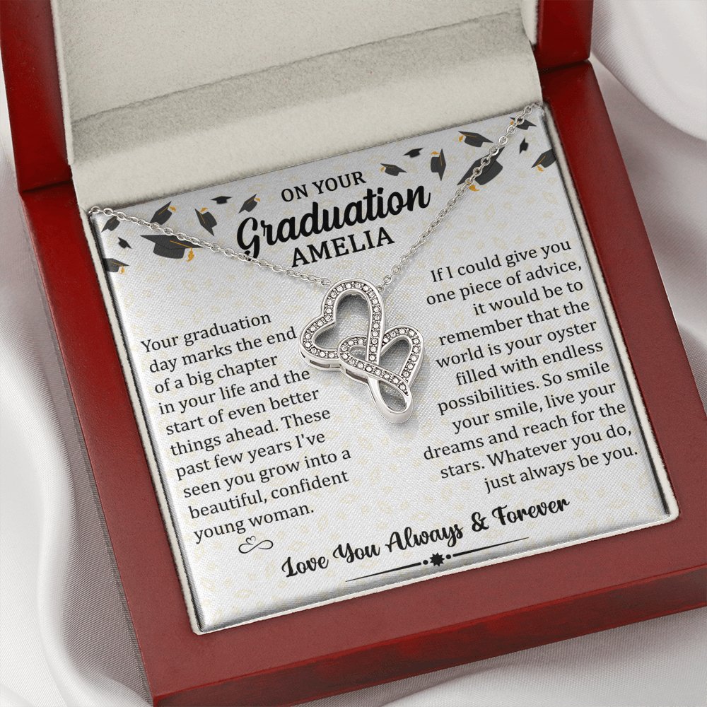 On Your Graduation - Always Be You - Duo Hearts Necklace - Celeste Jewel