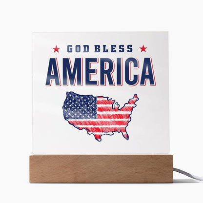 Patriotic Gift - God Bless America - Acrylic Square Plaque - Celeste Jewel