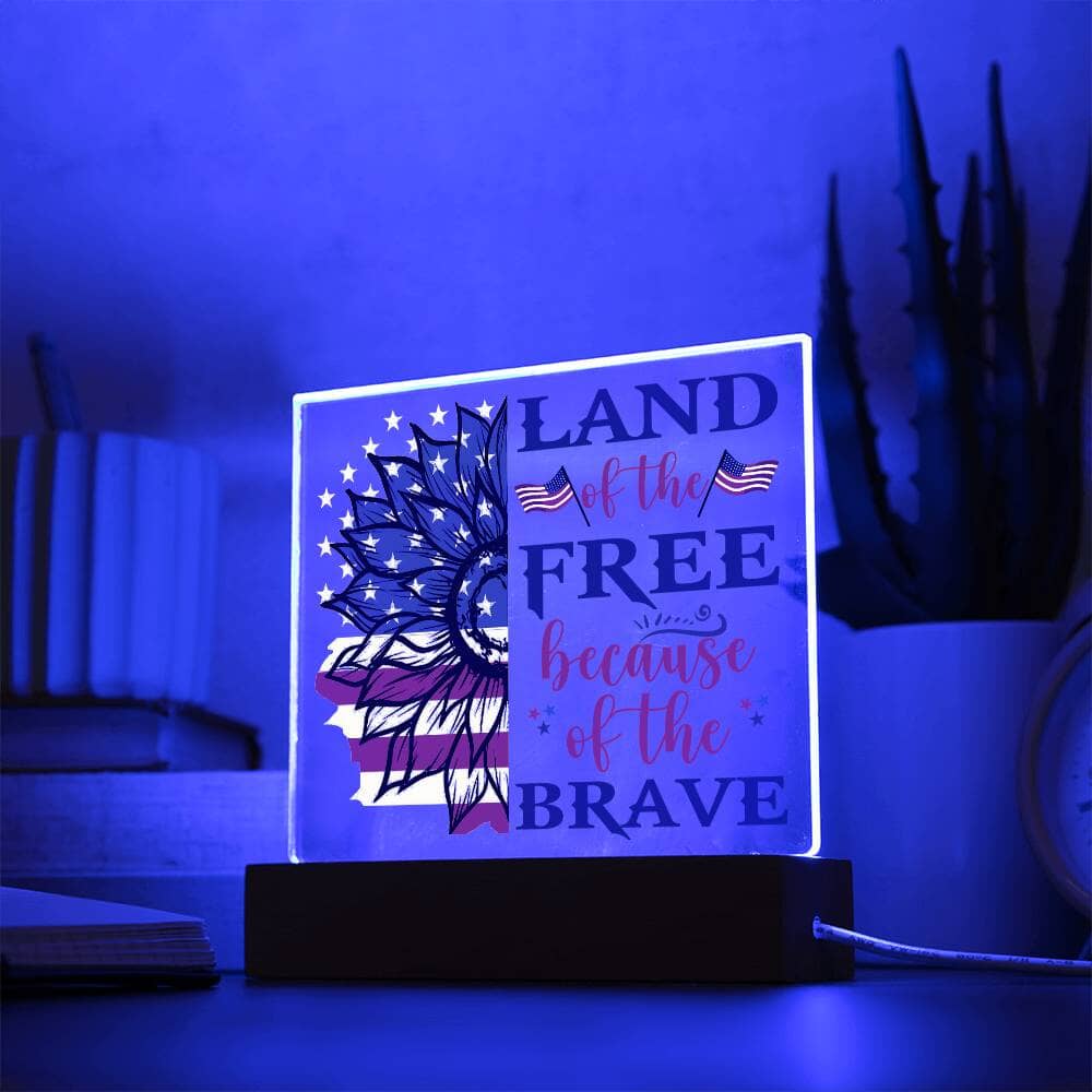 Patriotic Gift - Land Of The Free - Acrylic Square Plaque - Celeste Jewel