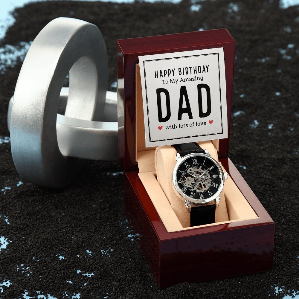 Personalized Birthday Gift For Dad - Men's Skeleton Watch - Celeste Jewel