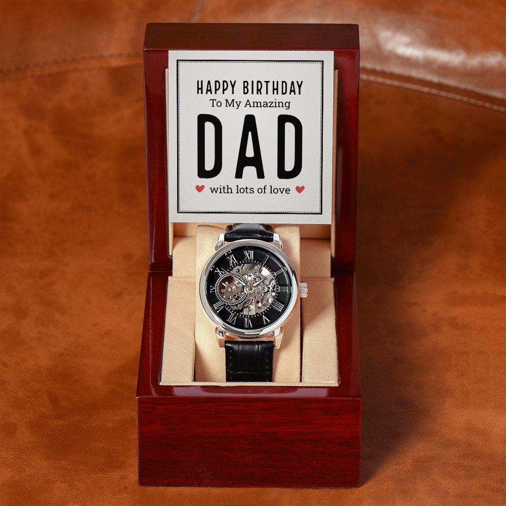 Personalized Birthday Gift For Dad - Men's Skeleton Watch - Celeste Jewel