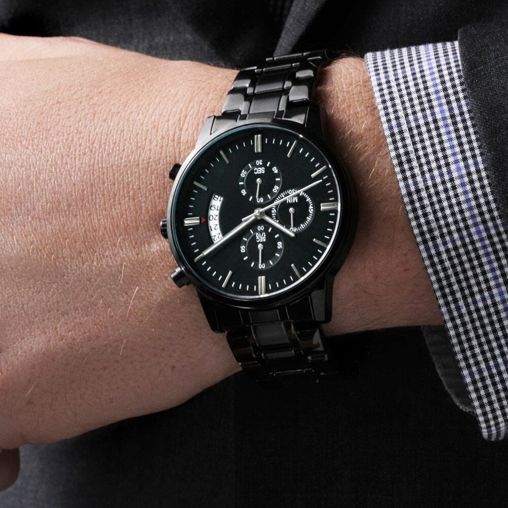 Personalized Black Chronograph Watch For Men - Celeste Jewel