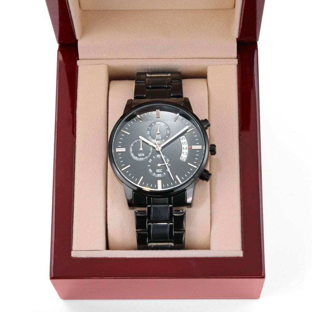 Personalized Black Chronograph Watch For Men - Celeste Jewel