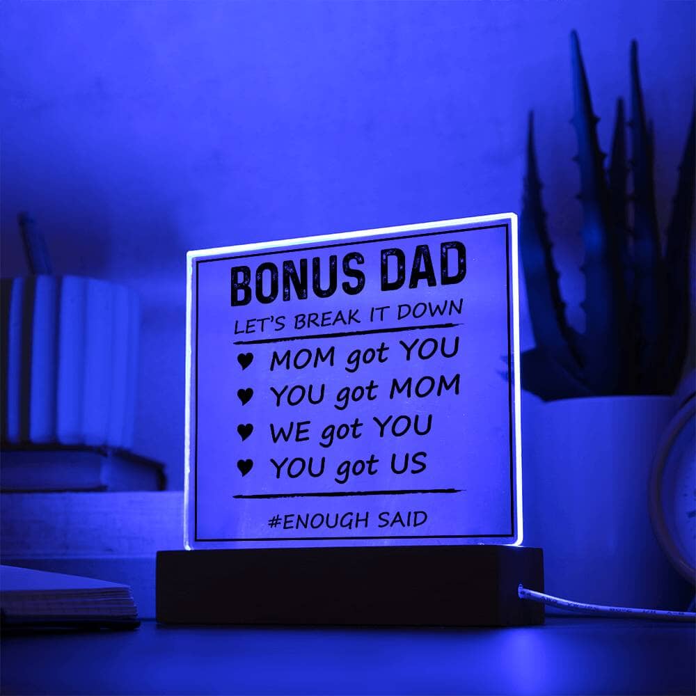 Personalized Gift For Bonus Dad - Acrylic Square Plaque - Celeste Jewel
