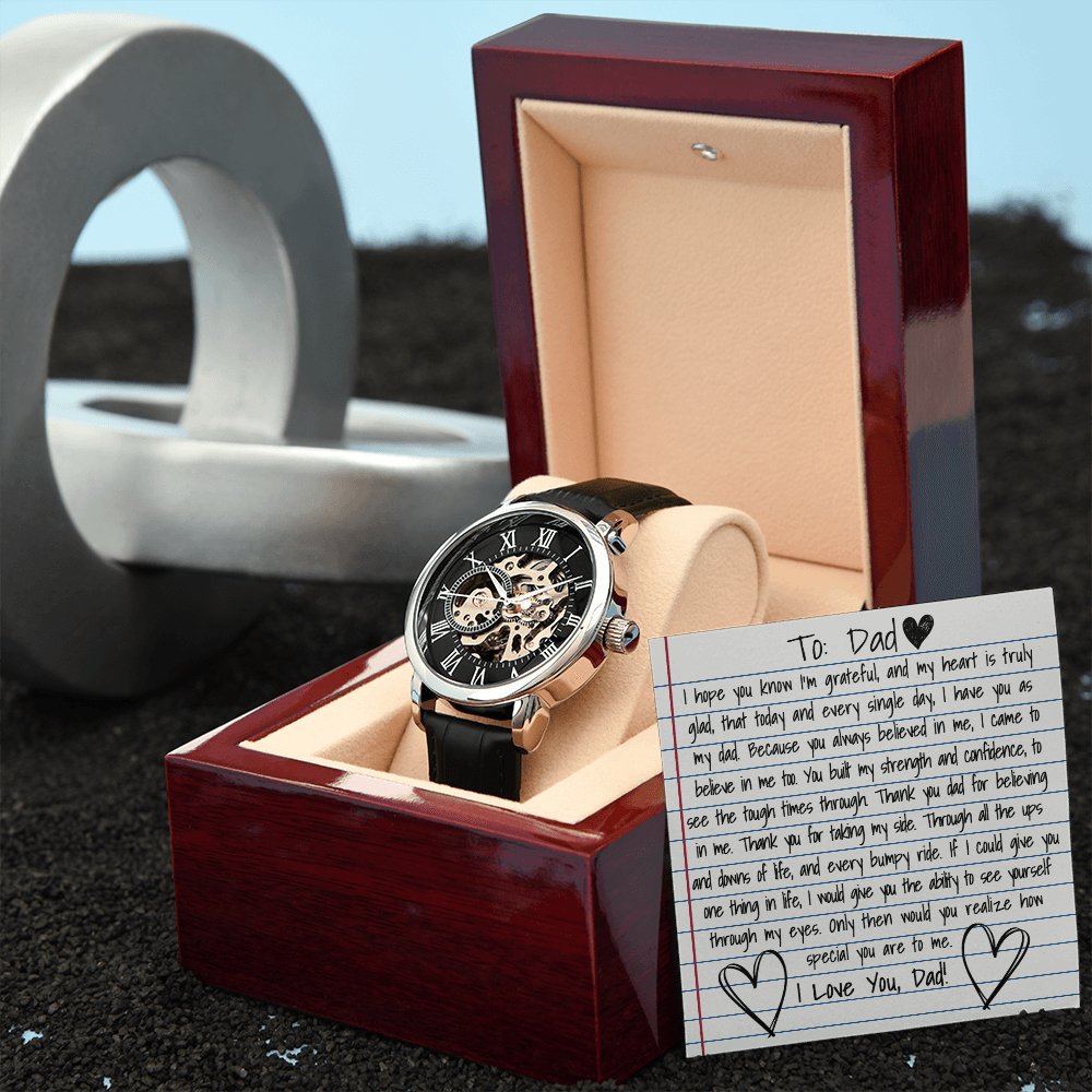 Personalized Gift For Dad - How Special You Are To Me - Men's Skeleton Watch - Celeste Jewel