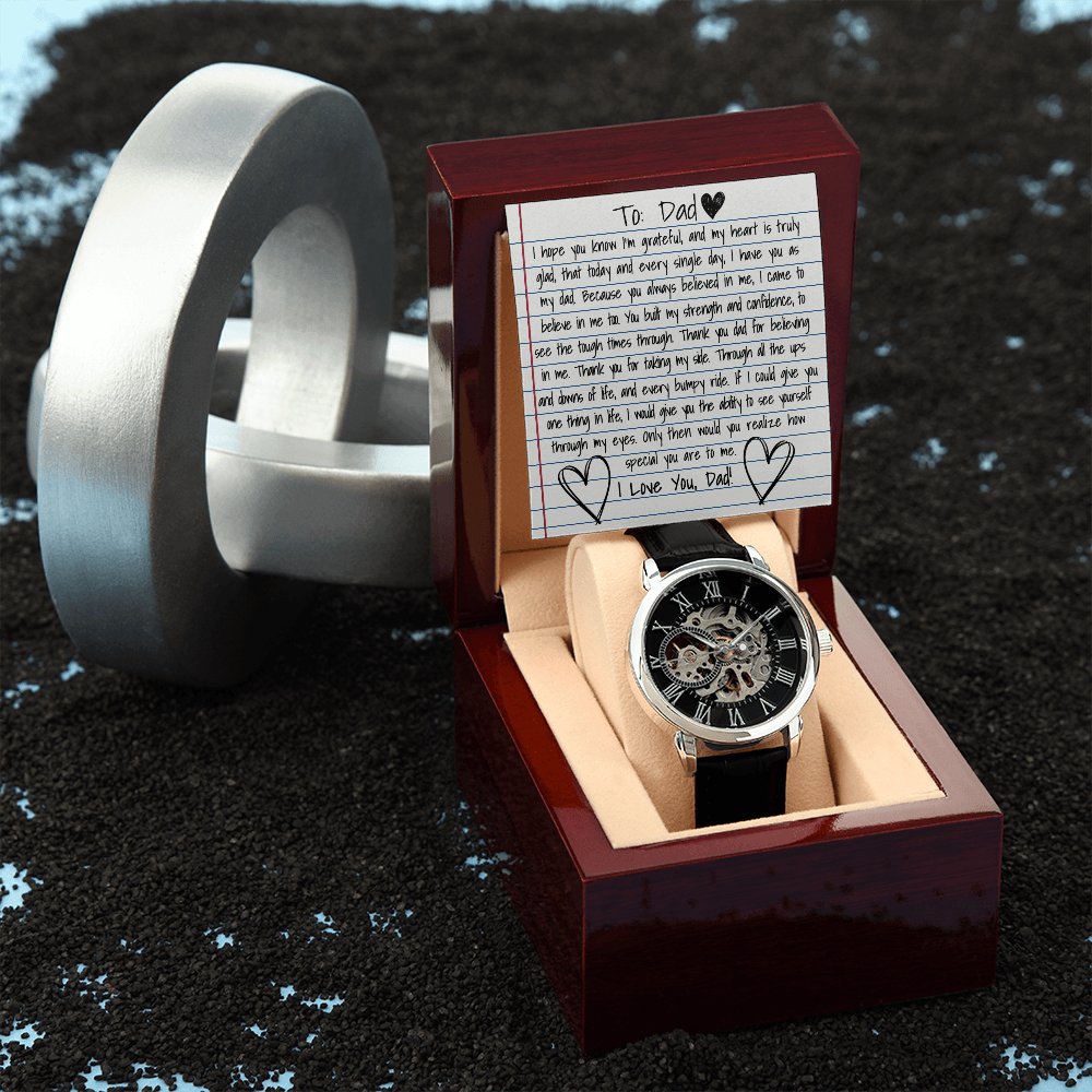 Personalized Gift For Dad - How Special You Are To Me - Men's Skeleton Watch - Celeste Jewel