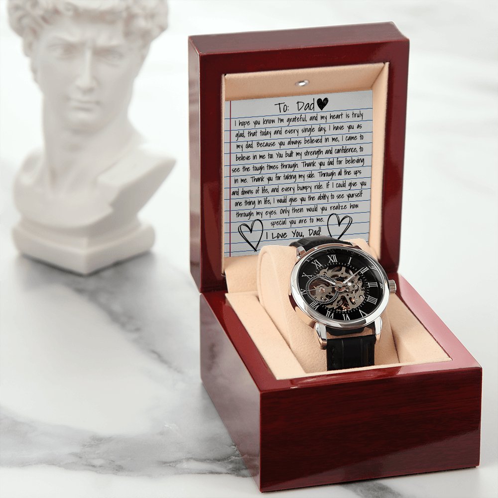 Personalized Gift For Dad - How Special You Are To Me - Men's Skeleton Watch - Celeste Jewel