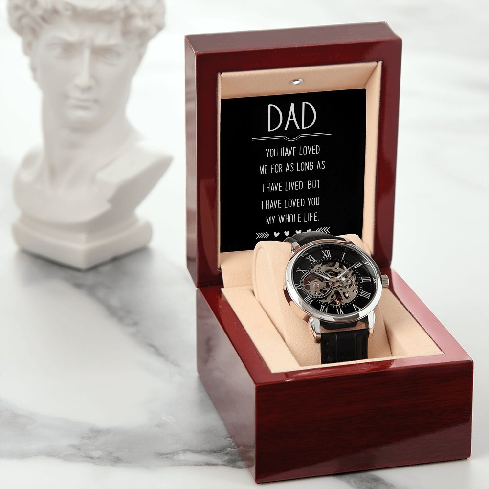 Personalized Gift For Dad - My Whole Life - Men's Skeleton Watch - Celeste Jewel