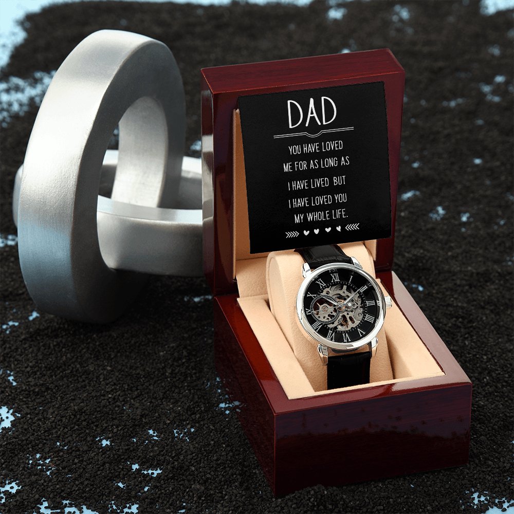 Personalized Gift For Dad - My Whole Life - Men's Skeleton Watch - Celeste Jewel