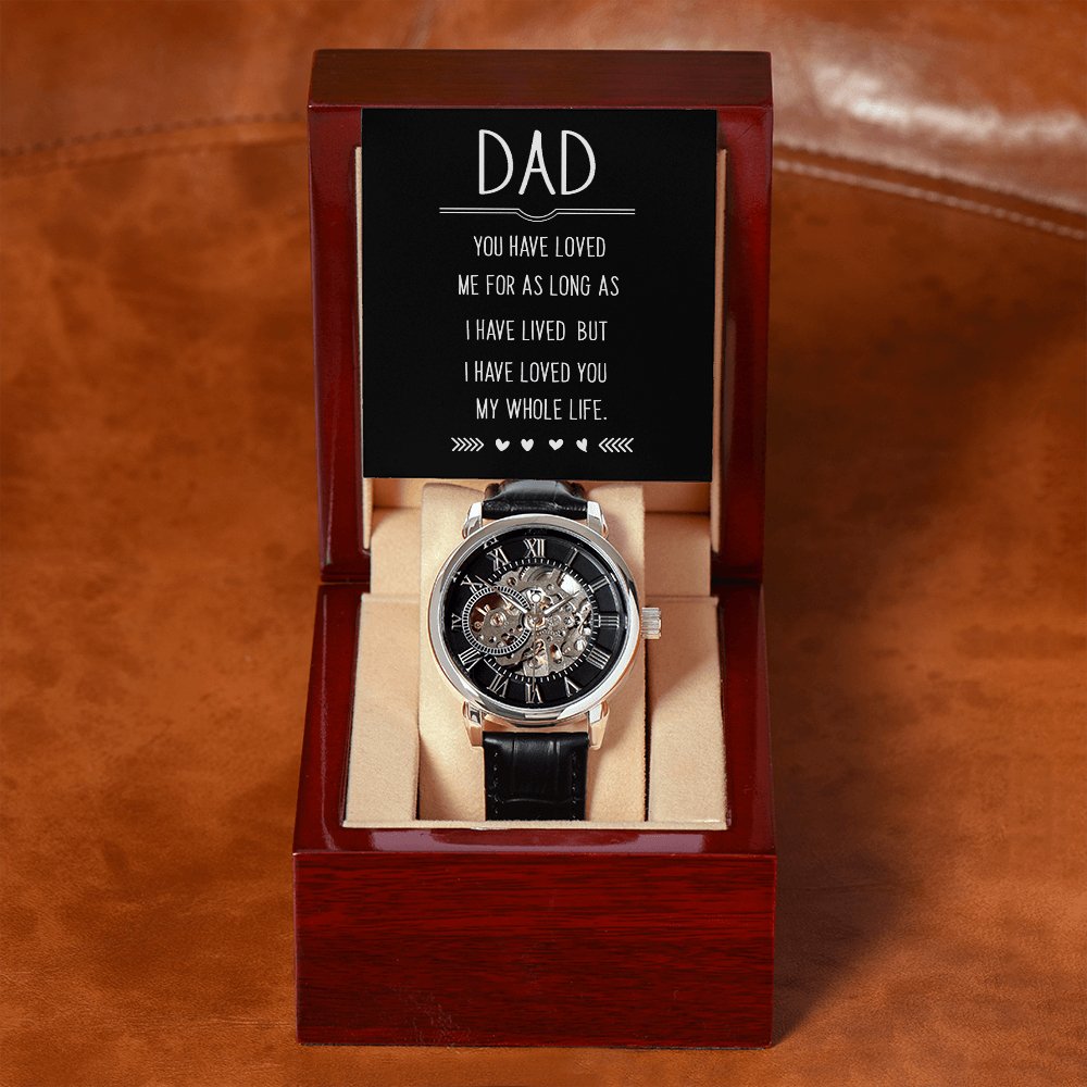 Personalized Gift For Dad - My Whole Life - Men's Skeleton Watch - Celeste Jewel