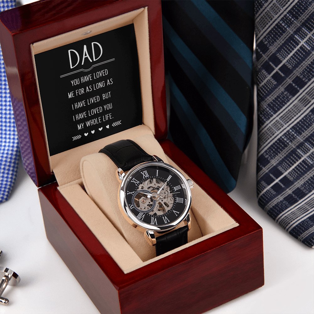 Personalized Gift For Dad - My Whole Life - Men's Skeleton Watch - Celeste Jewel