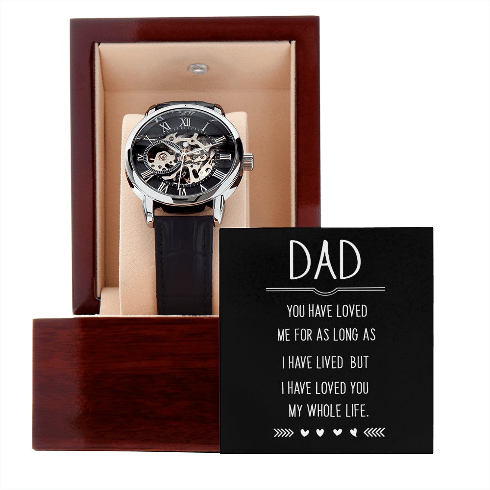 Personalized Gift For Dad - My Whole Life - Men's Skeleton Watch - Celeste Jewel