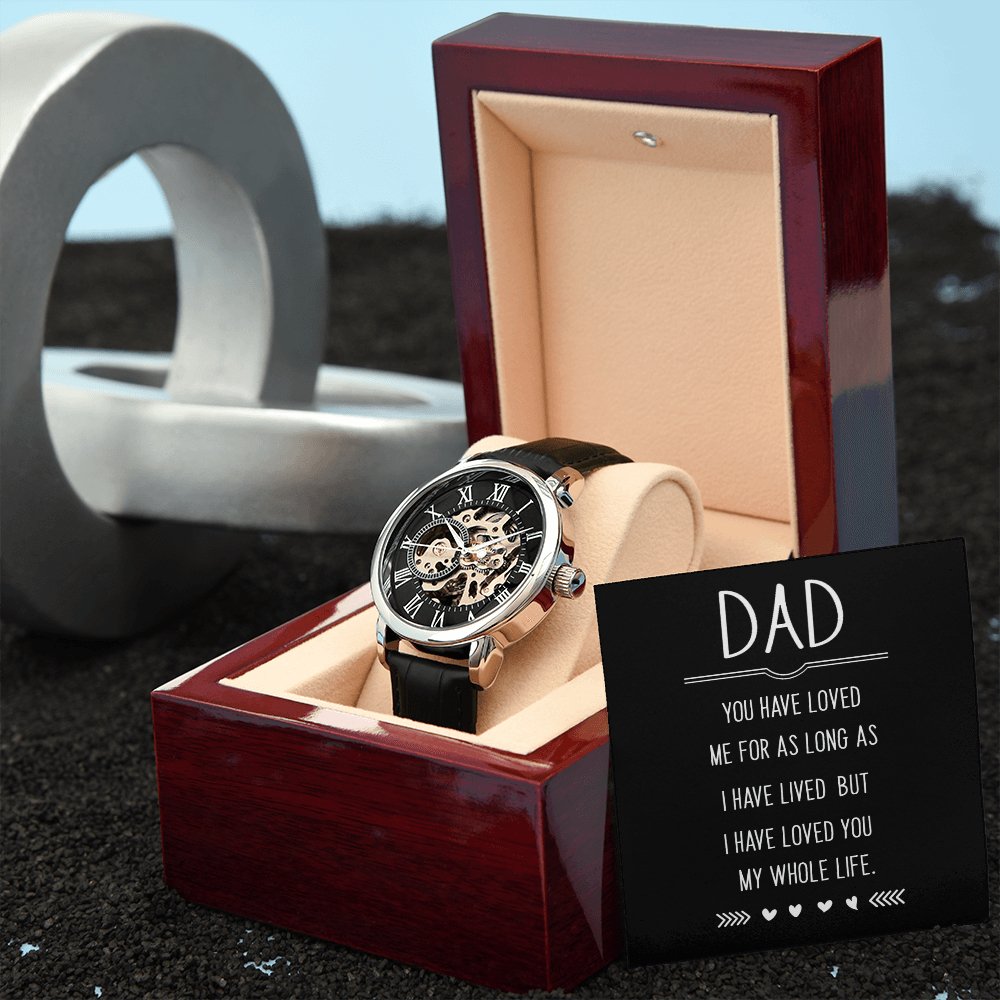 Personalized Gift For Dad - My Whole Life - Men's Skeleton Watch - Celeste Jewel