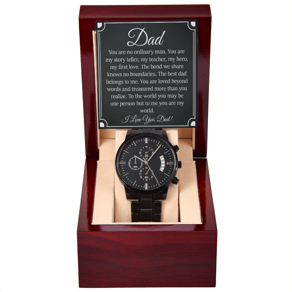 Personalized Gift For Dad - You Are My World - Black Chronograph Watch - Celeste Jewel