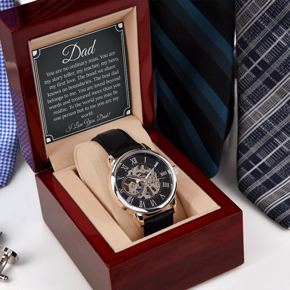 Personalized Gift For Dad - You Are My World - Skeleton Watch - Celeste Jewel