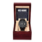 Personalized Gift For Him - Men's Black Chronograph Watch - Celeste Jewel