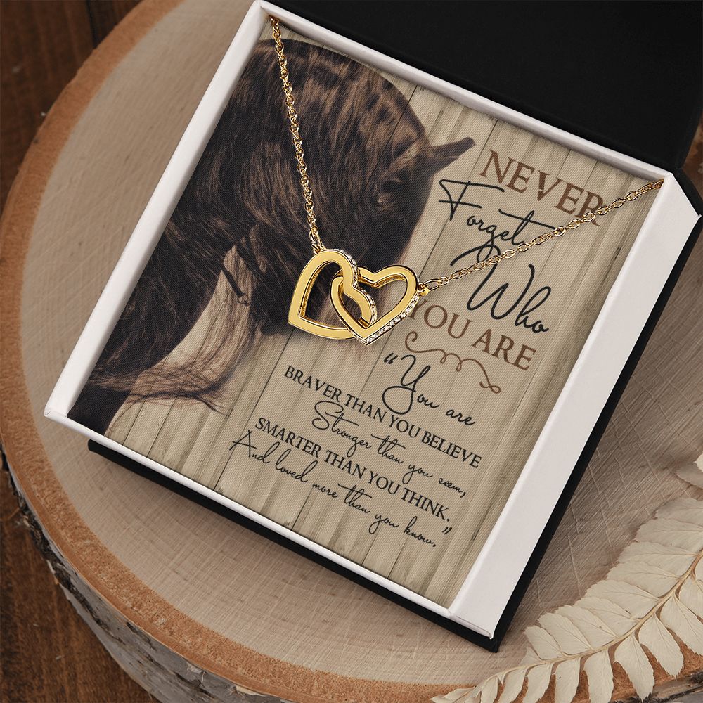 Personalized Gift For Horse Lover - Never Forget - Interlocking Hearts Necklace - Celeste Jewel