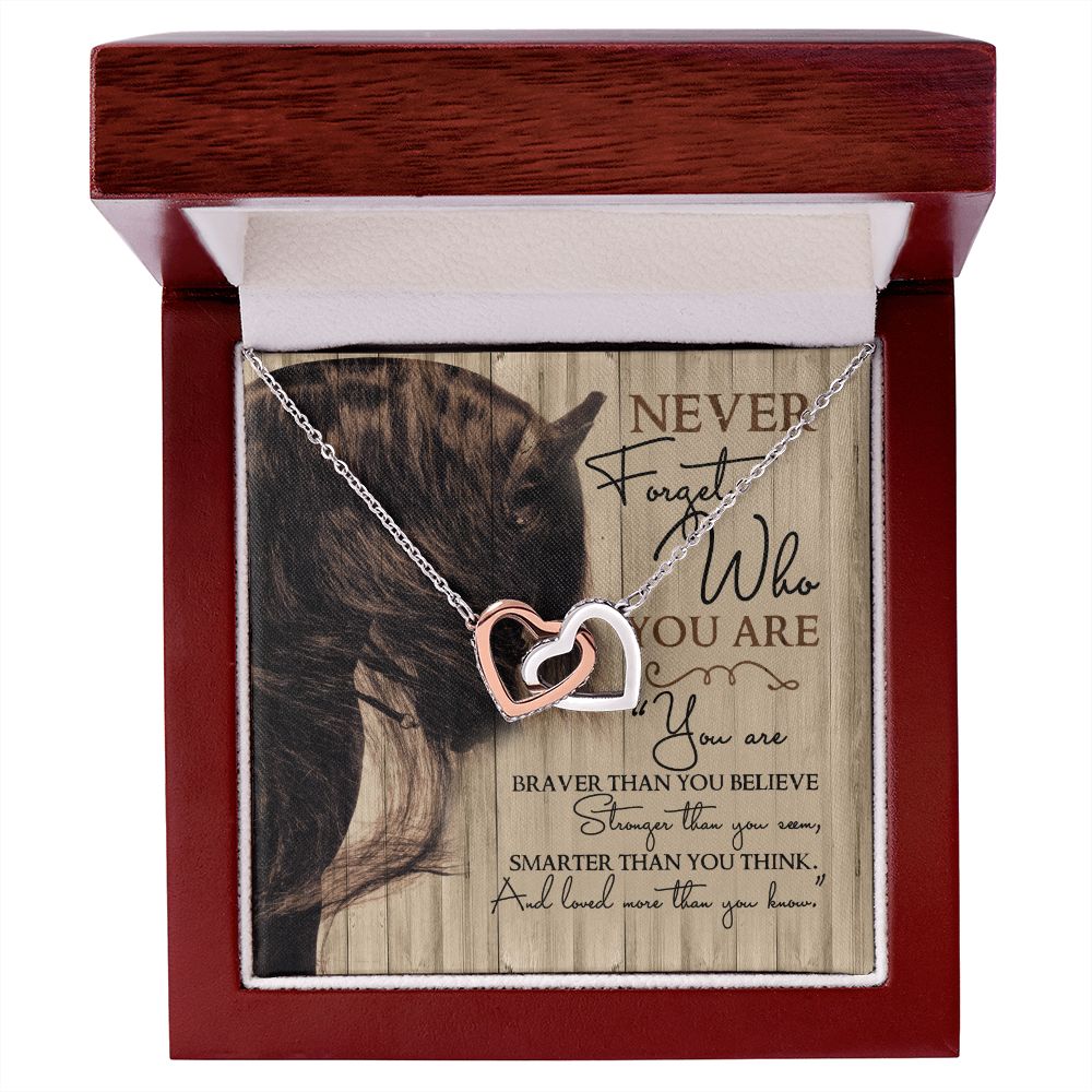 Personalized Gift For Horse Lover - Never Forget - Interlocking Hearts Necklace - Celeste Jewel