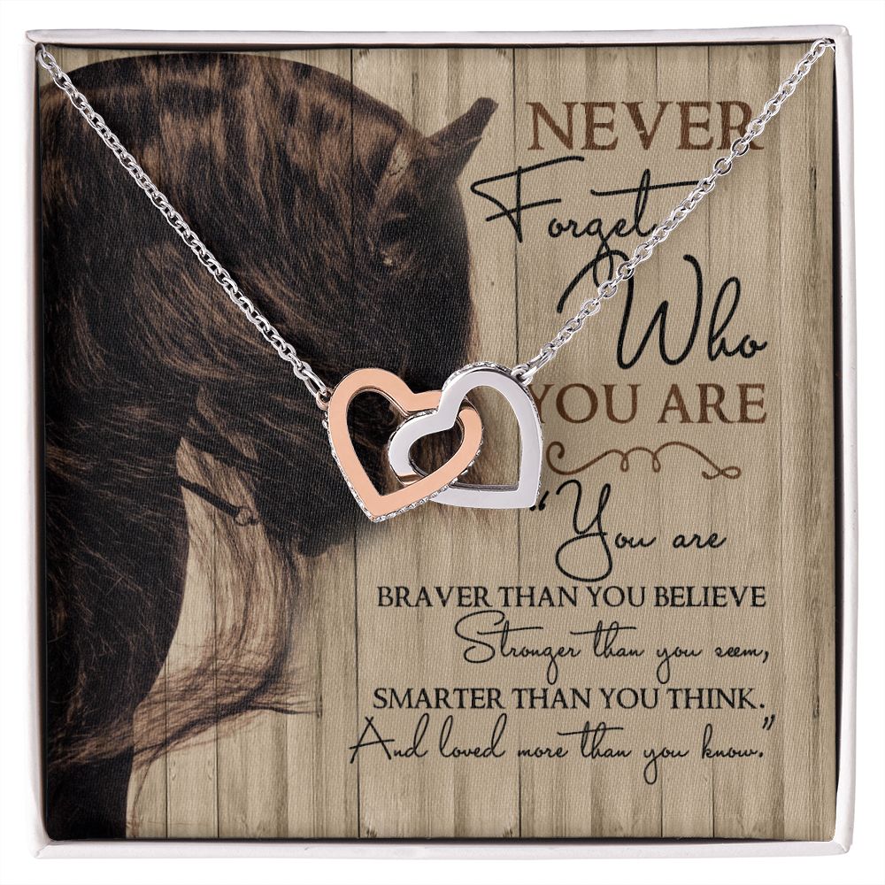 Personalized Gift For Horse Lover - Never Forget - Interlocking Hearts Necklace - Celeste Jewel