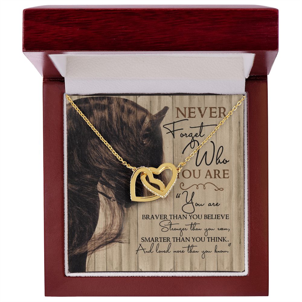 Personalized Gift For Horse Lover - Never Forget - Interlocking Hearts Necklace - Celeste Jewel